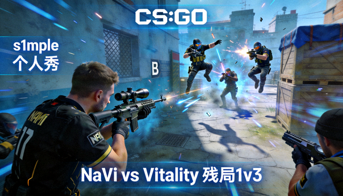 CS:GO — NaVi vs Vitality 残局1v3精彩操作，s1mple个人秀