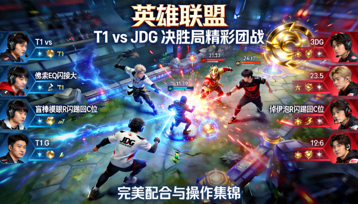 英雄联盟 — T1 vs JDG 决胜局精彩团战视频回放，完美配合与操作集锦